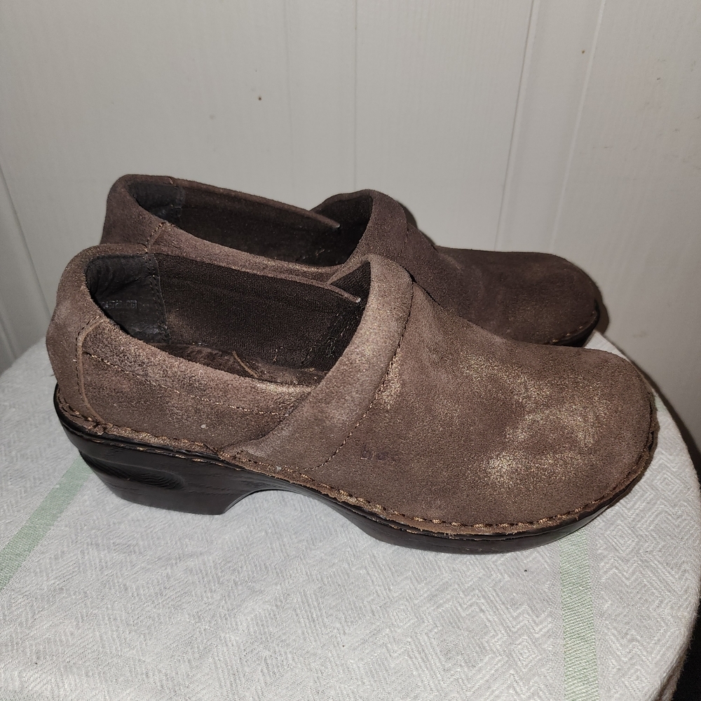 BOC Born Concepts Clogs Brown gold dust  Leather Nurse Comfort Shoes 8